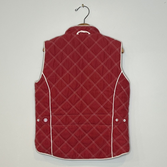 JOULES Kid's Quilted Vest in Red with Blue/white lining - Picture 2 of 5